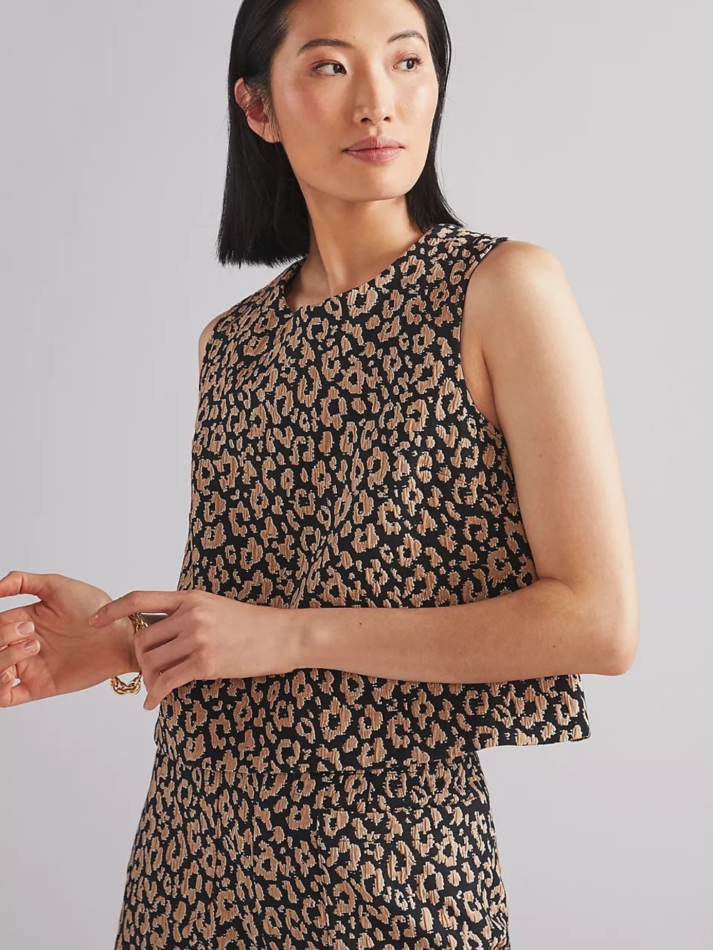 Maeve Leopard Brocade Top